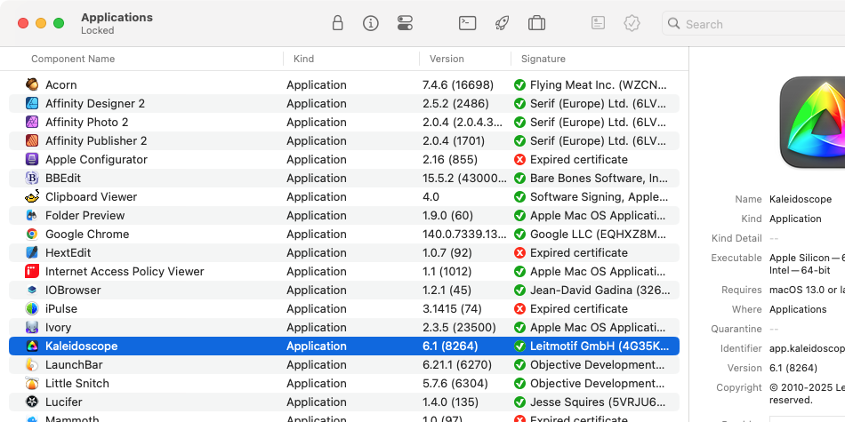 Apparency main window for opening an Applications folder