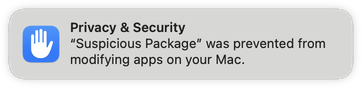 macOS notification about app management