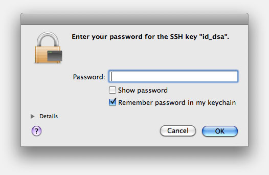 SSH identity dialog for 10.5